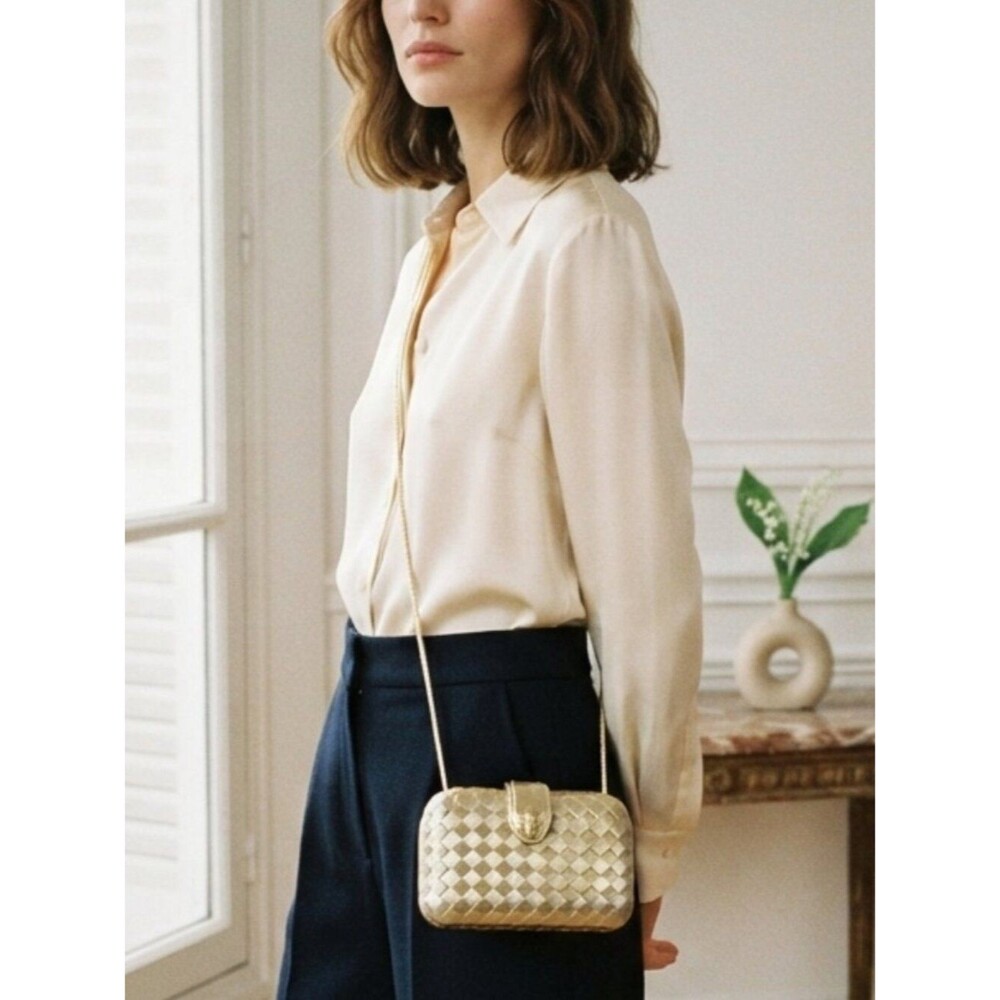 Sasha Gold & Silver Woven Evening Bag Mixed Metal Clutch